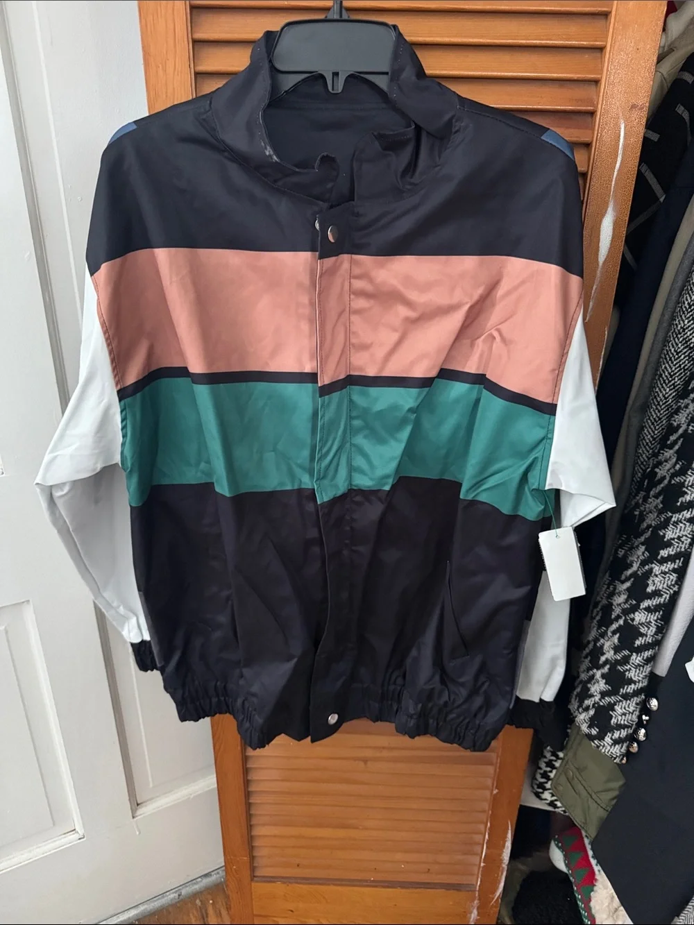 NFL Colorblock Windbreaker Jacket in Black, Teal, Red & White